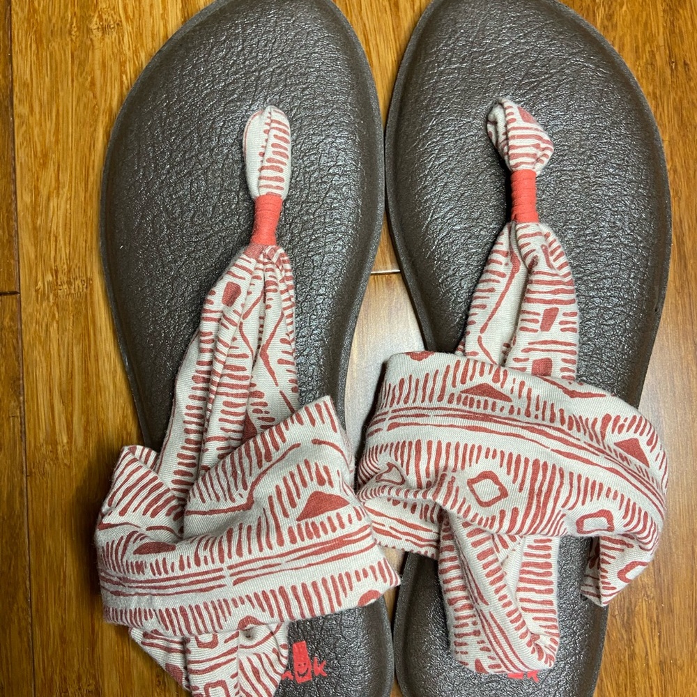 Sanuk Brown and Red Sandals